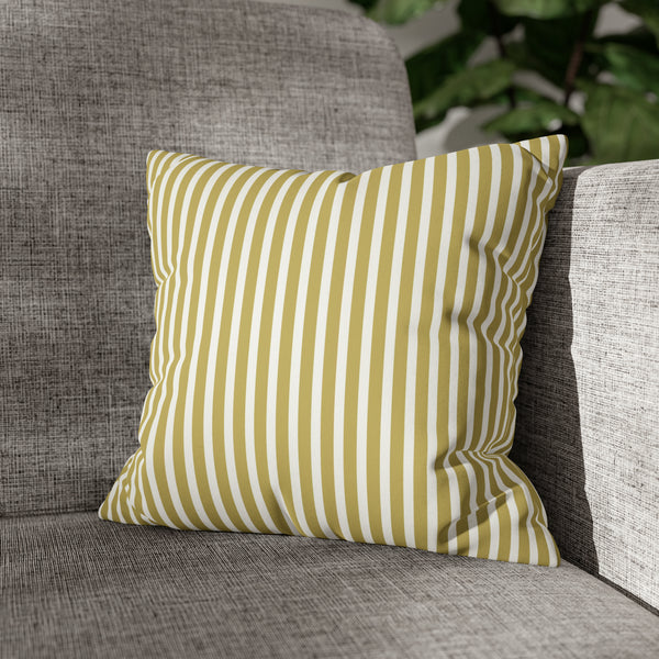 Olive Yellow Striped Cushion Cover