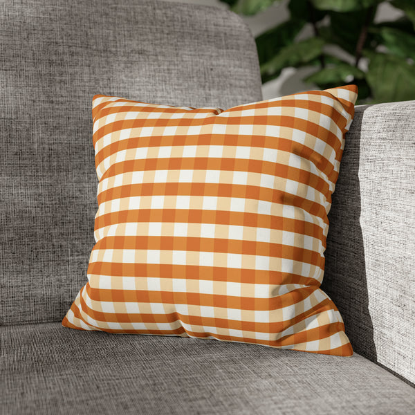 Orange Gingham Cushion Cover