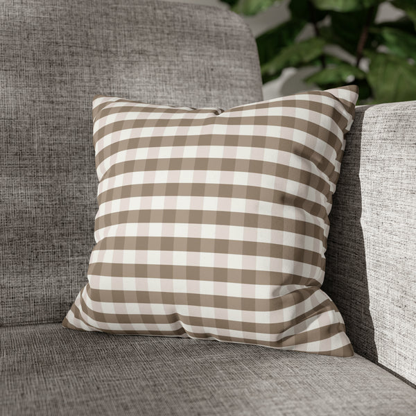 Brown Gingham Cushion Cover