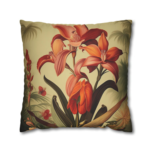 Tropical Jungle Flowers Cushion Cover