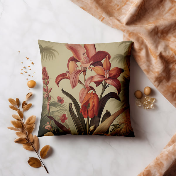 Tropical Jungle Flowers Cushion Cover