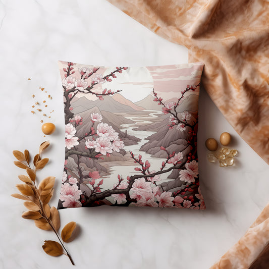 Pink Cherry Blossoms Sakura Cushion Cover