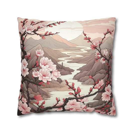 Pink Cherry Blossoms Sakura Cushion Cover