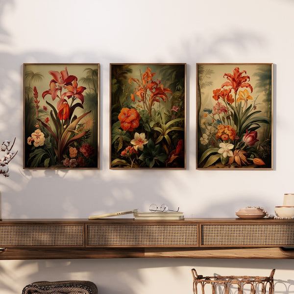 Print Set of 3 Tropical Jungle Botanical Wall Art (Unframed)