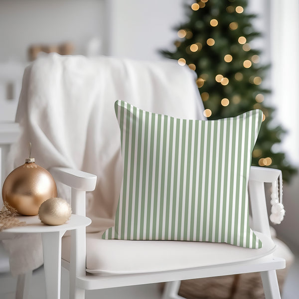 Sage Green Striped Cushion Cover