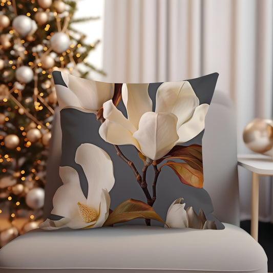 White Magnolias in Bloom Cushion Cover