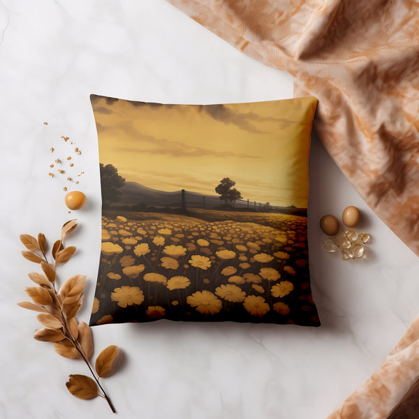 Yellow Flower Cushion Cover